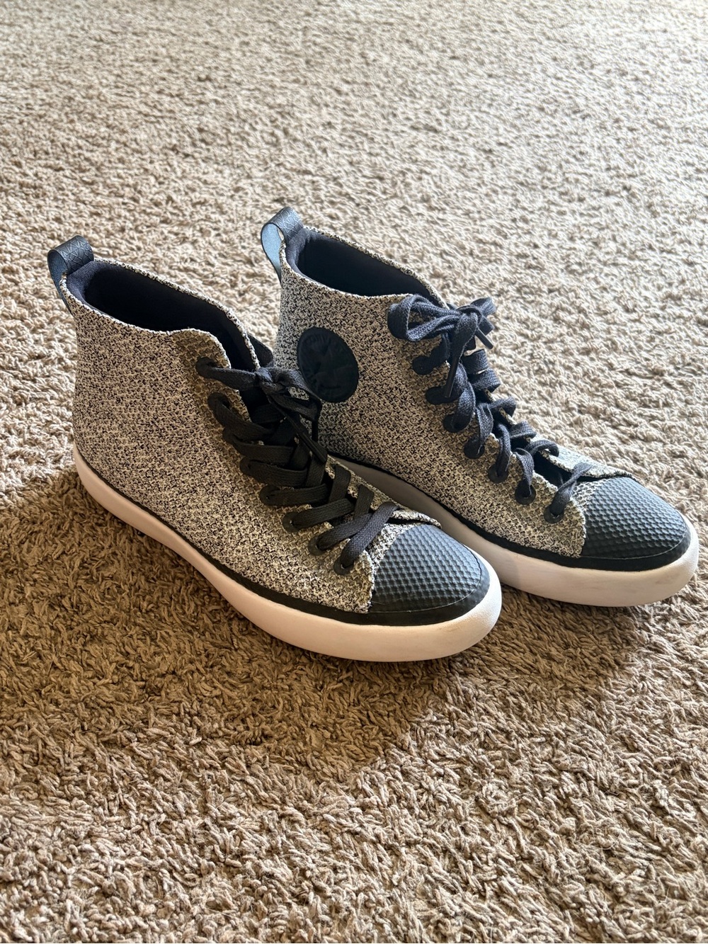 Converse Gray Knit High-Top Sneakers with Black Details